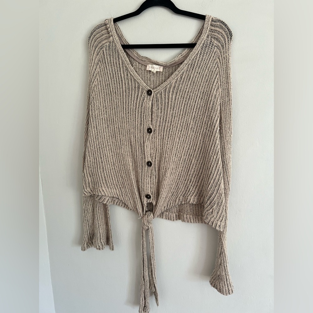 Altar’d State Knit Button Up Bell Long Sleeve Top Sz Medium - Picture 4 of 9